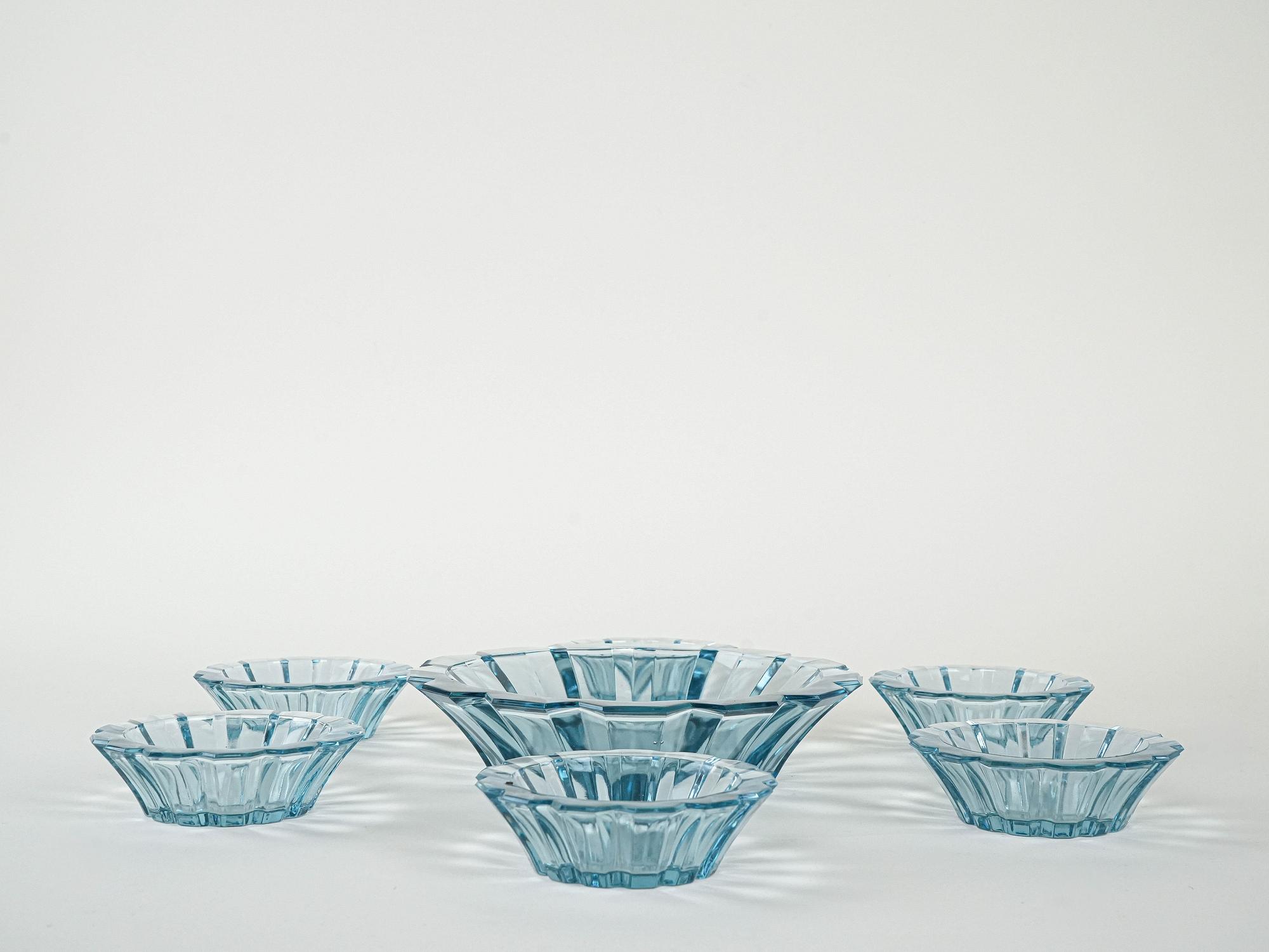 Glass bowl set Transparent 1970s 5