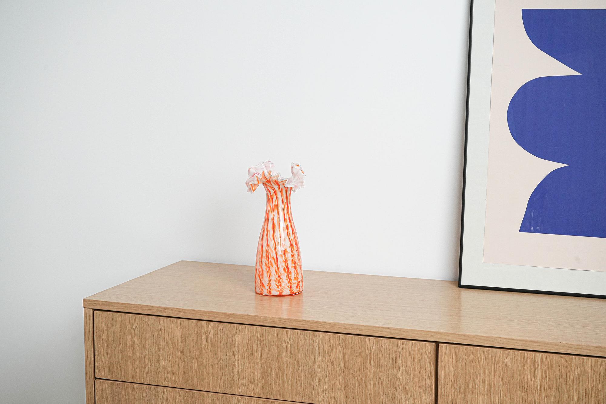 Glass vase orange 1960s 1