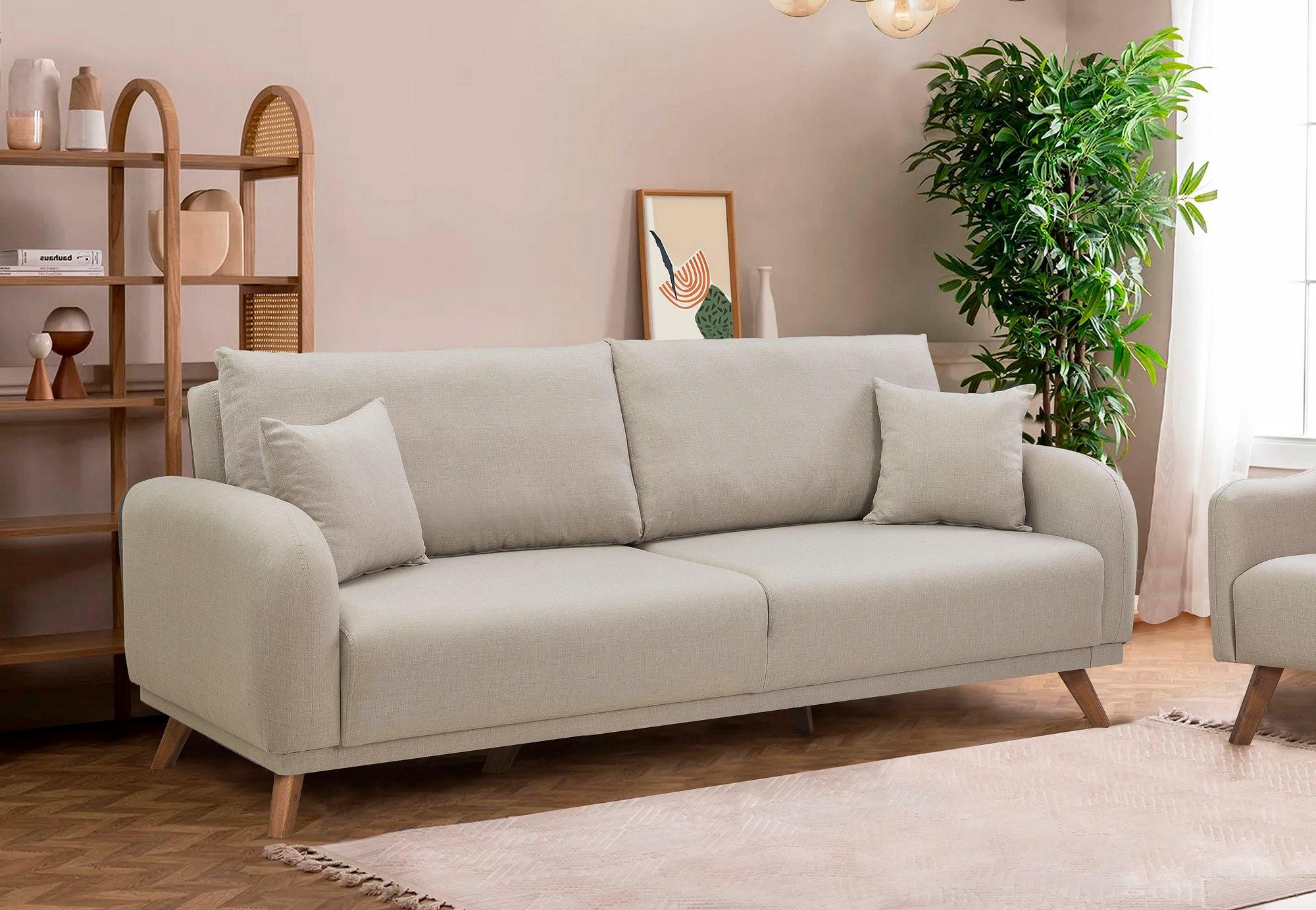 Hera Sofa Bed 3-seater Wood Veneer Cream 2