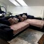 Sofa Récamiere Rechts LED-Funktion Baumwolle Schwarz 1