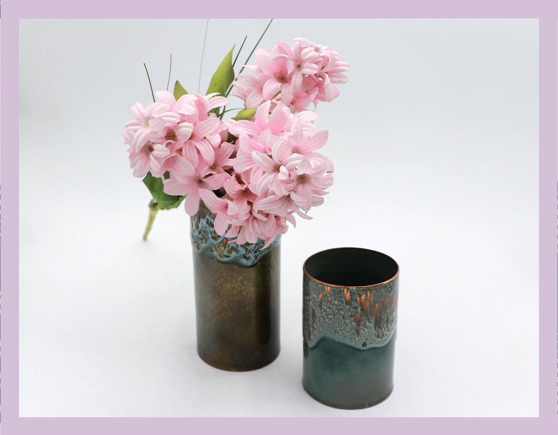 2x Vintage Vase Metall 1960er Jahre 3