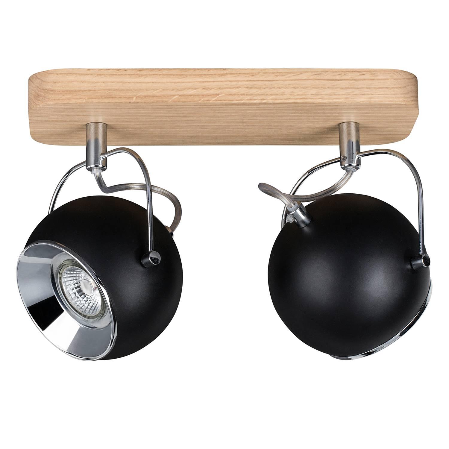 Ball LED-Deckenleuchte Stahl Eiche 2-flammig 0
