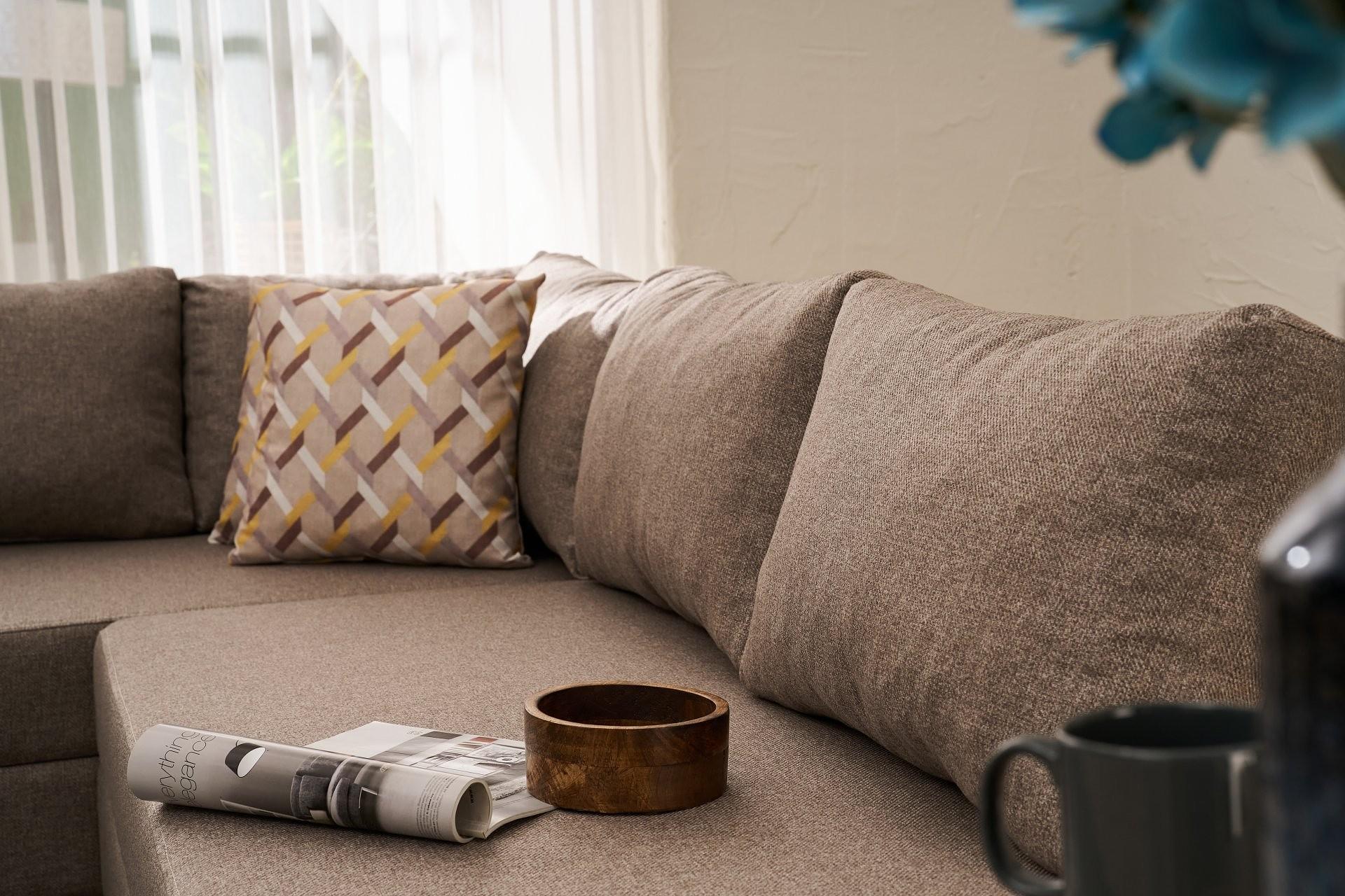 Aly Schlafsofa Récamiere Rechts Baumwolle Braun 5