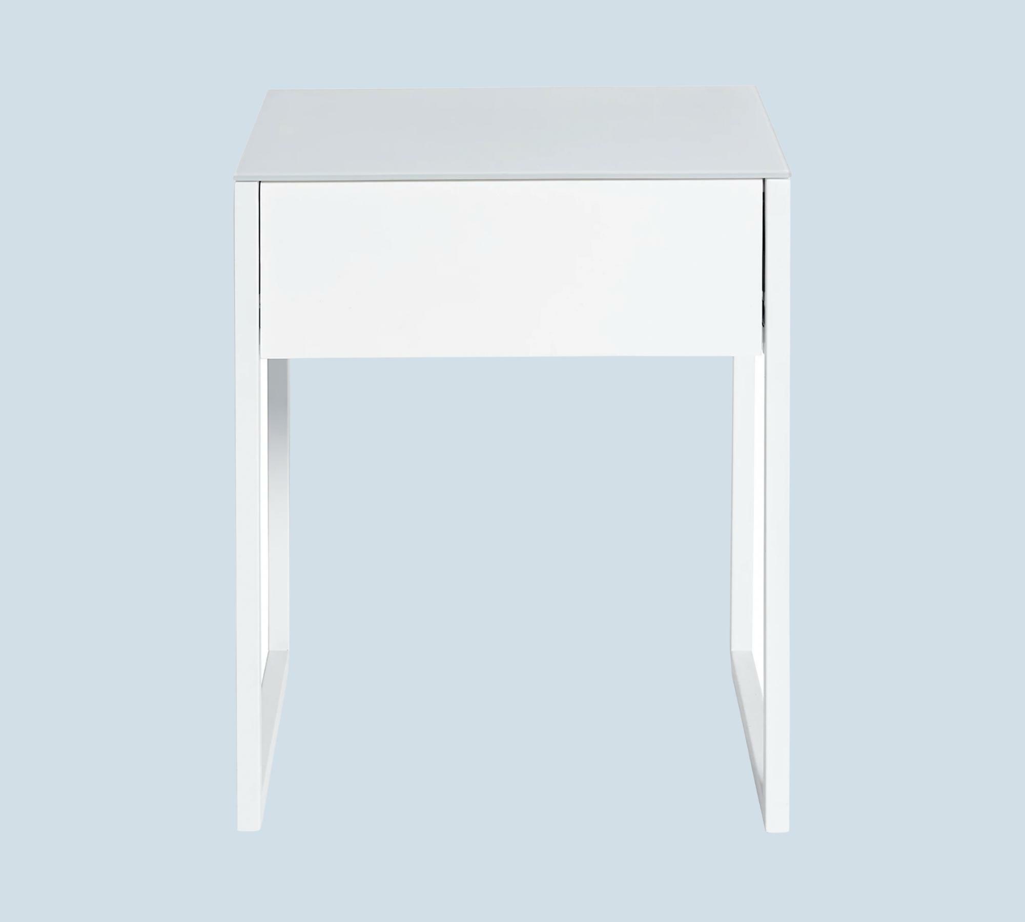 Minimalistischer Beistelltisch Glas Metall Weiß 3