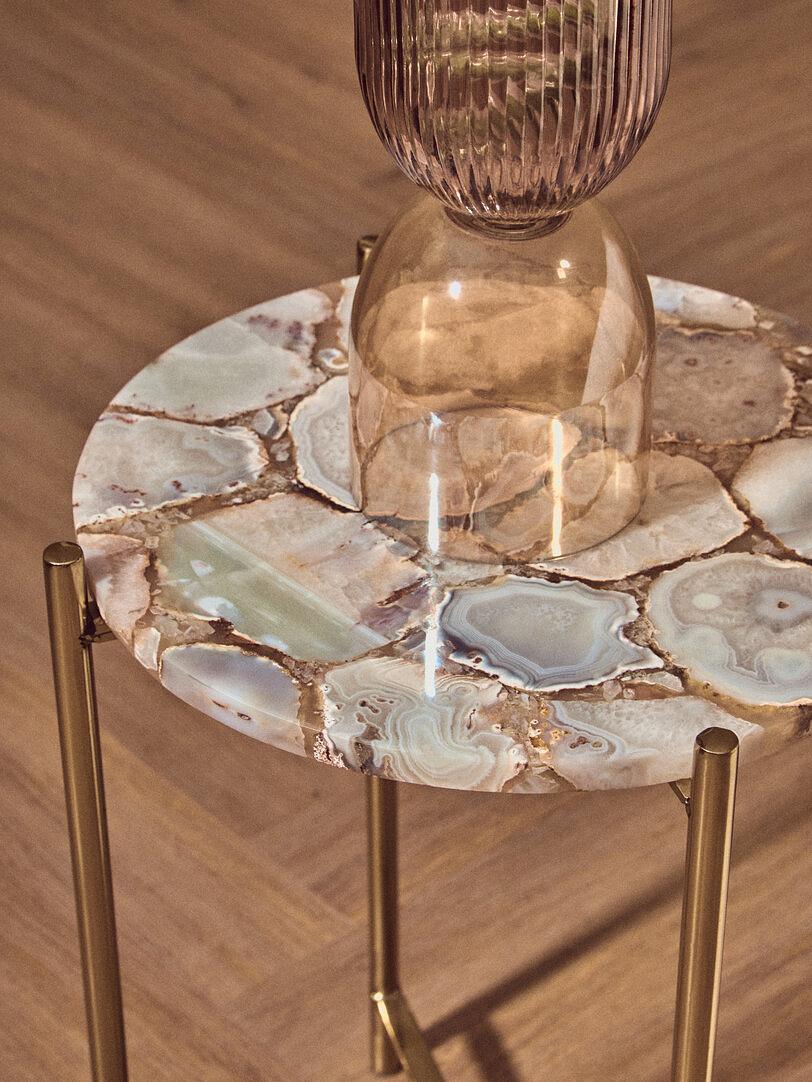 Vita Side Table Steel Stone Natural Agate 6