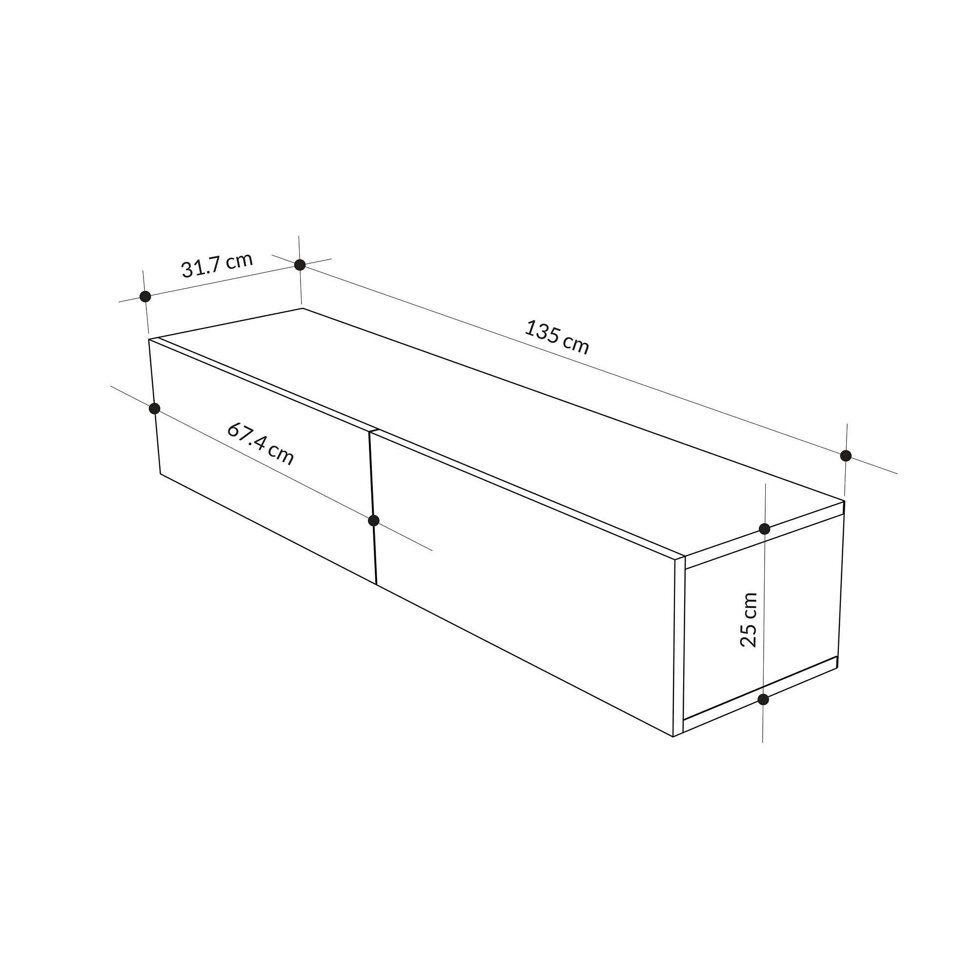 Francy 135 Lowboard Holz Sapphire Eiche Weiß 7