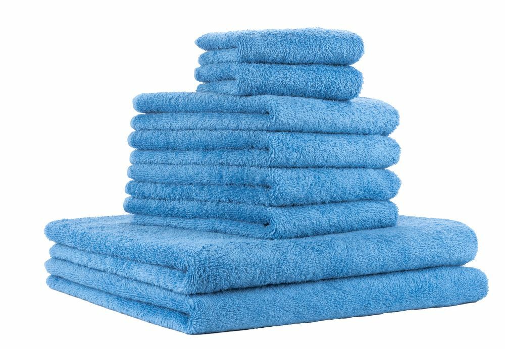 8-tlg. Frottier Handtuch-Set Hellblau Öko-Tex Standard 100 0