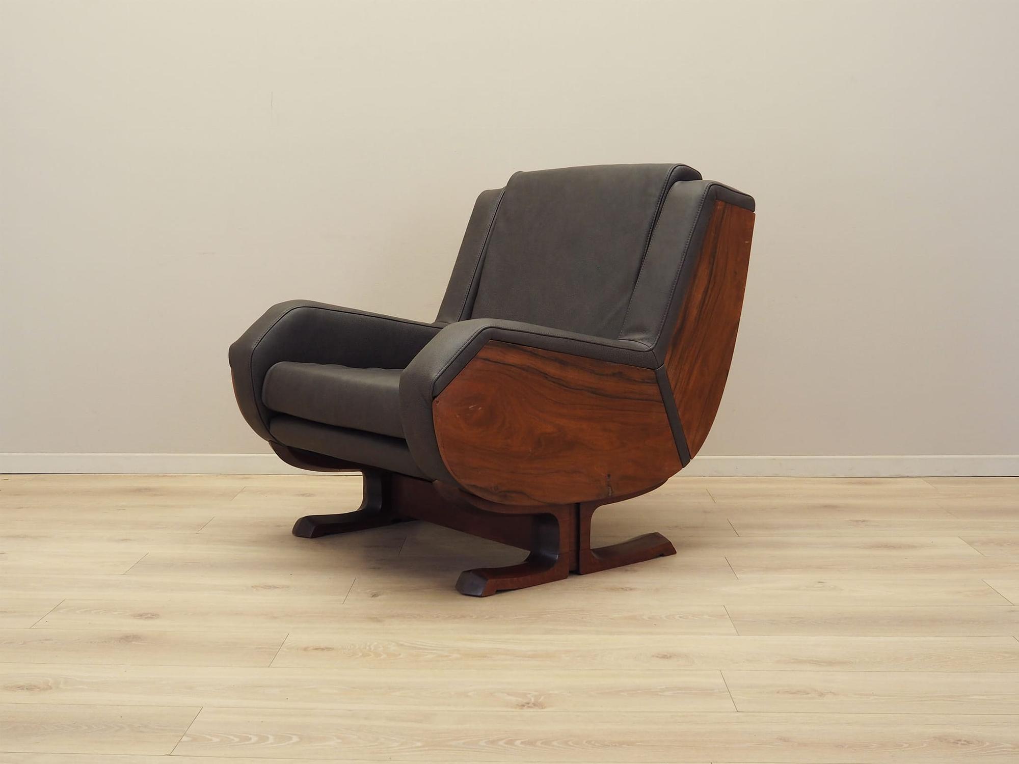 Armchair Leather Dark Brown 1970s 2