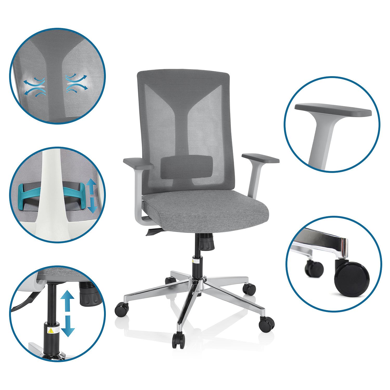 HALIFAX Bürostuhl Netzstoff Grau 2