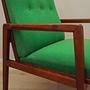 Armchair Teak wood Textile Green 1970s 11