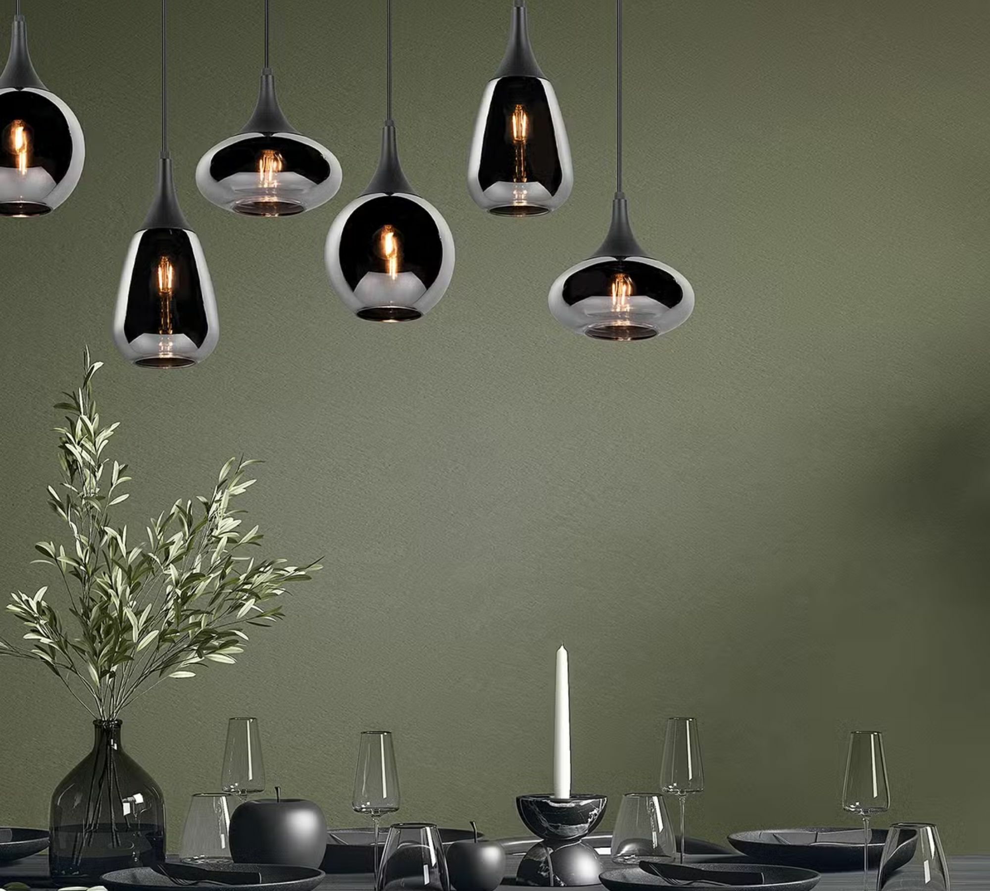 Pendelleuchte 6-flammig Rauchglas Stahl 0