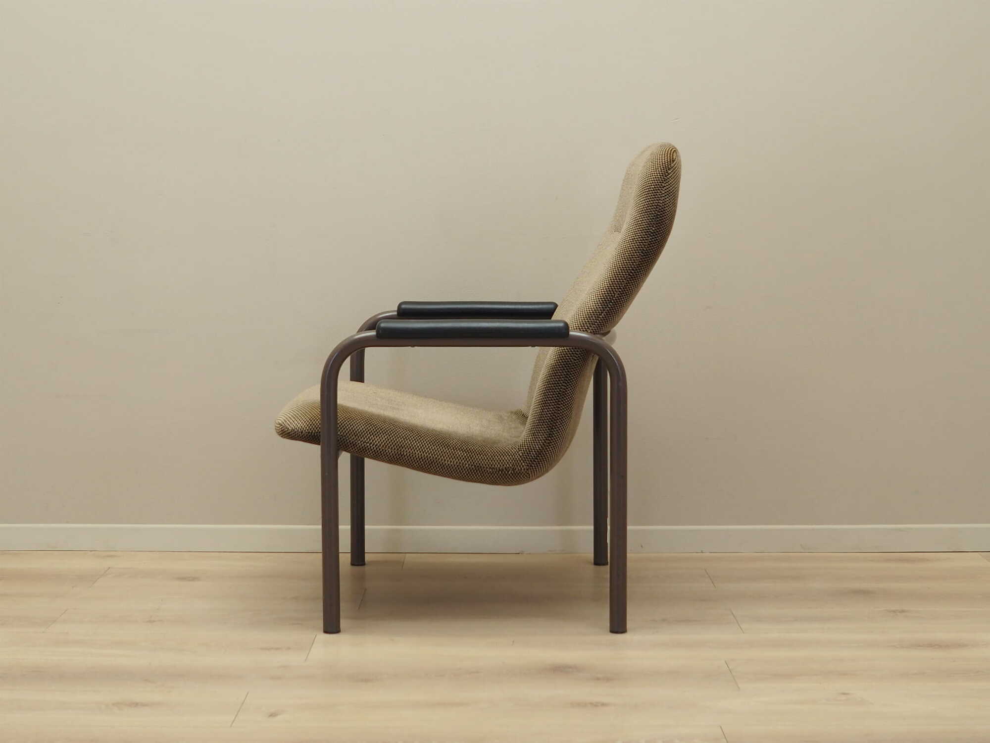 Vintage Sessel Textil Metall Braun 1960er Jahre 4