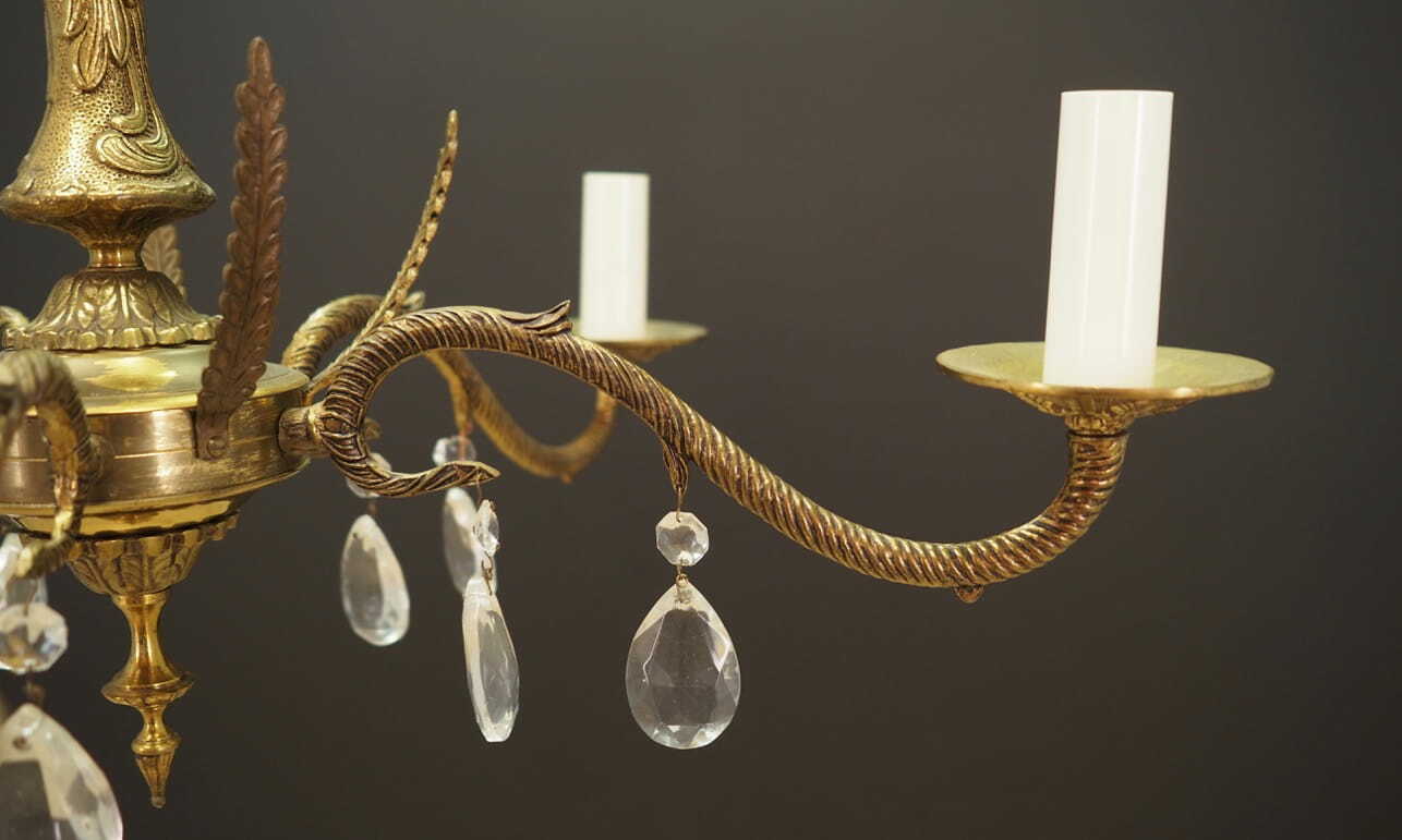 Vintage Chandelier Brass Gold 1960s 6