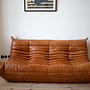 Togo Sofa 3-Sitzer Pull-Up-Leder Kieferbraun 0