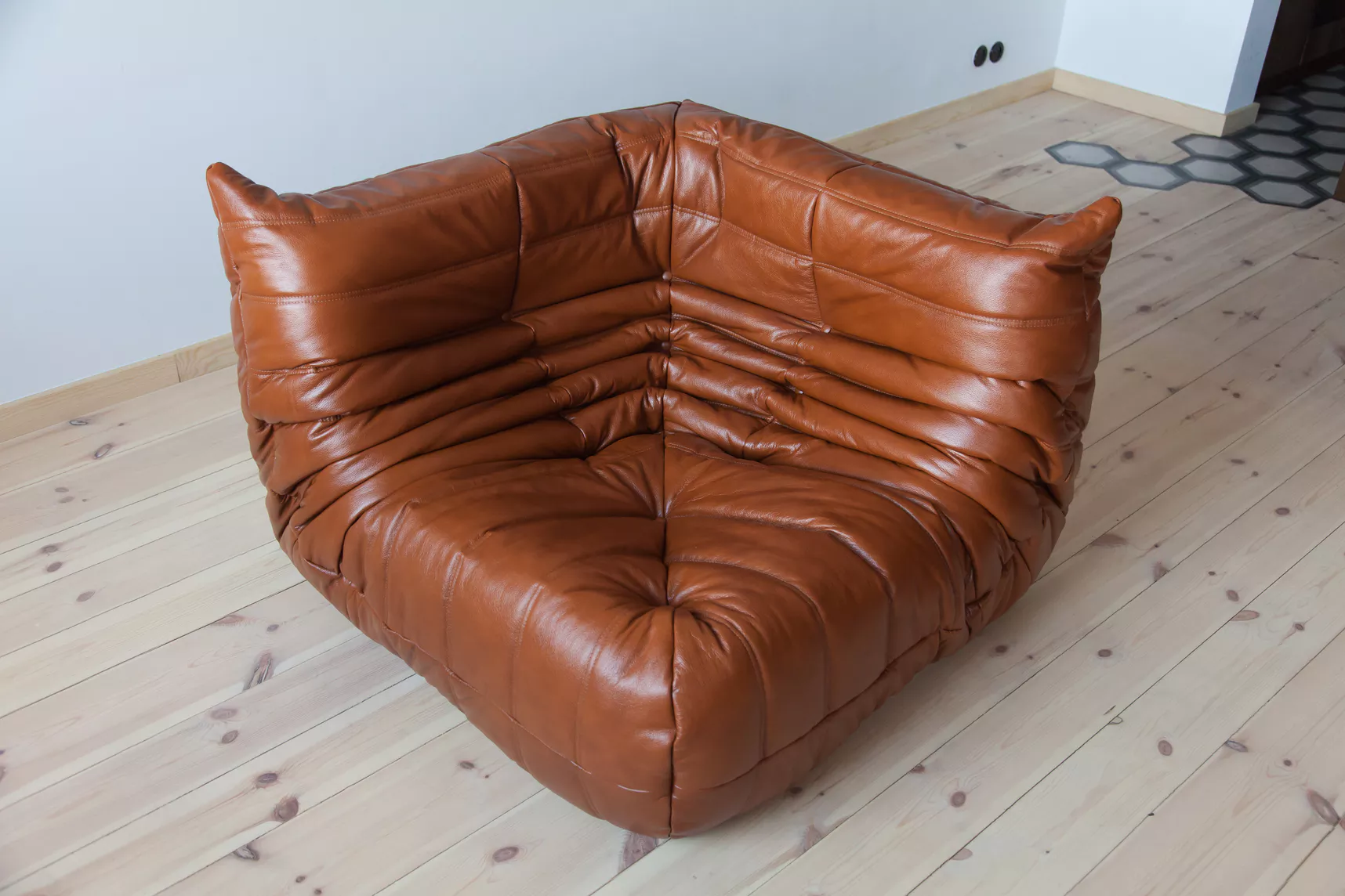 Togo Lounge Set 4 pezzi pelle lucida marrone whisky 4