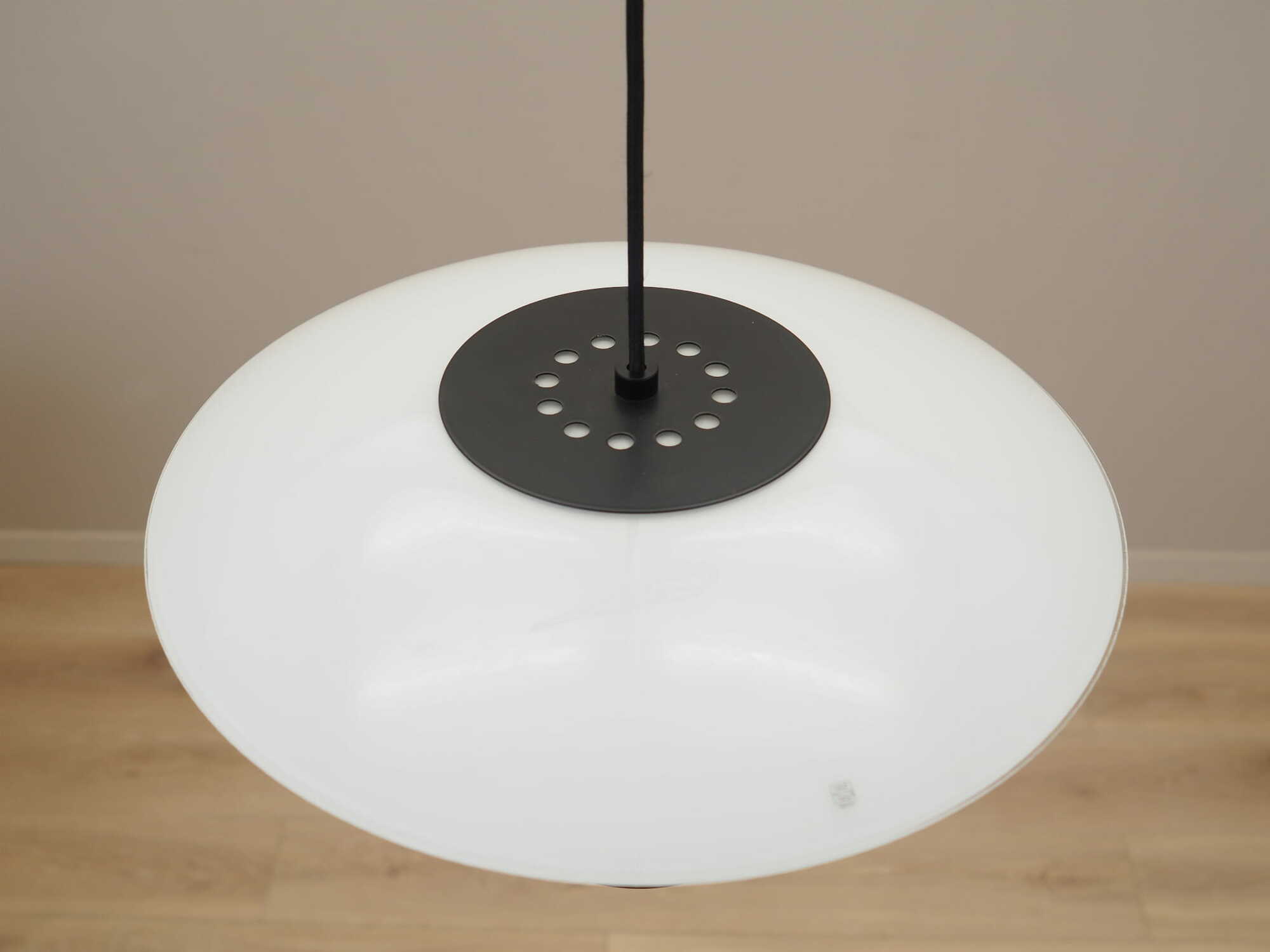 Vintage Pendant Lamp Glass Metal White 1990s 5