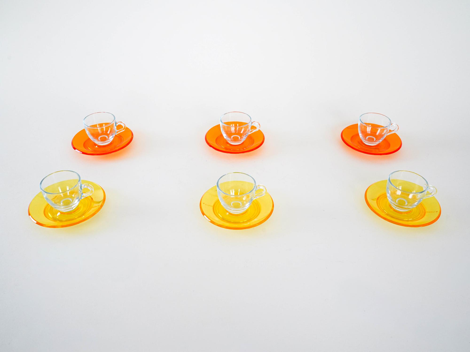 Glass Cup Set Multicolored 1970s 5