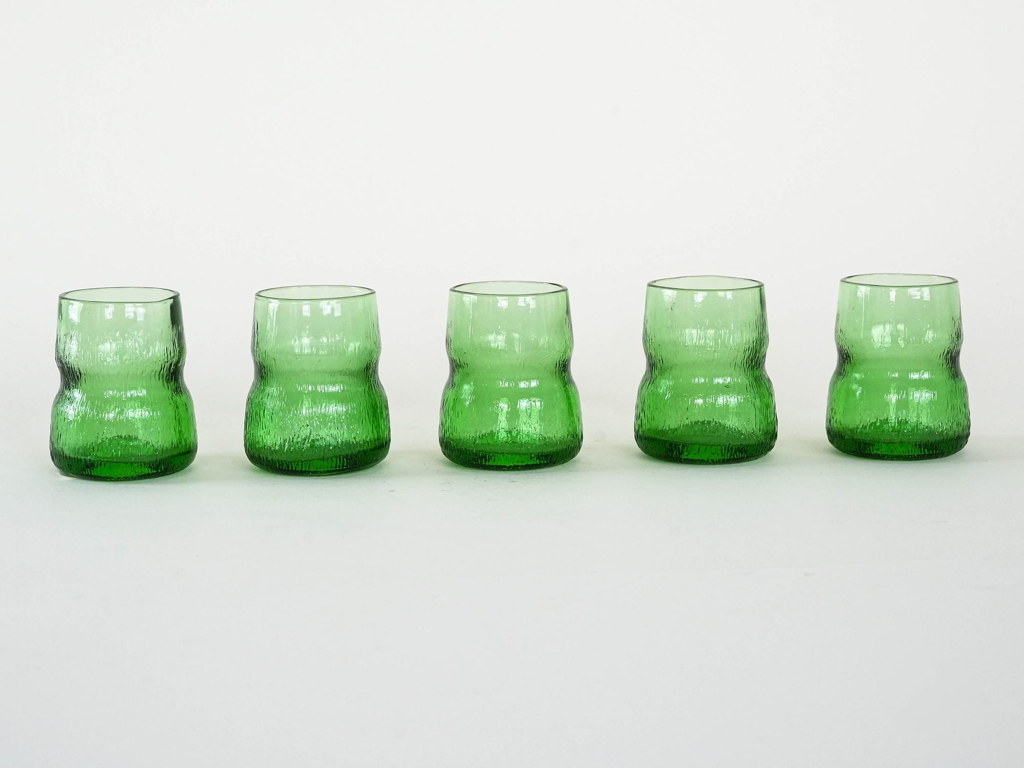 Glass Set Green 1970s 3