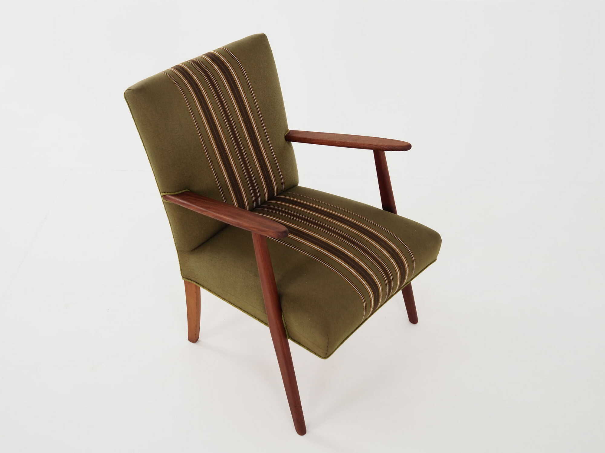 Vintage chair teak wood textile green 1960s 9