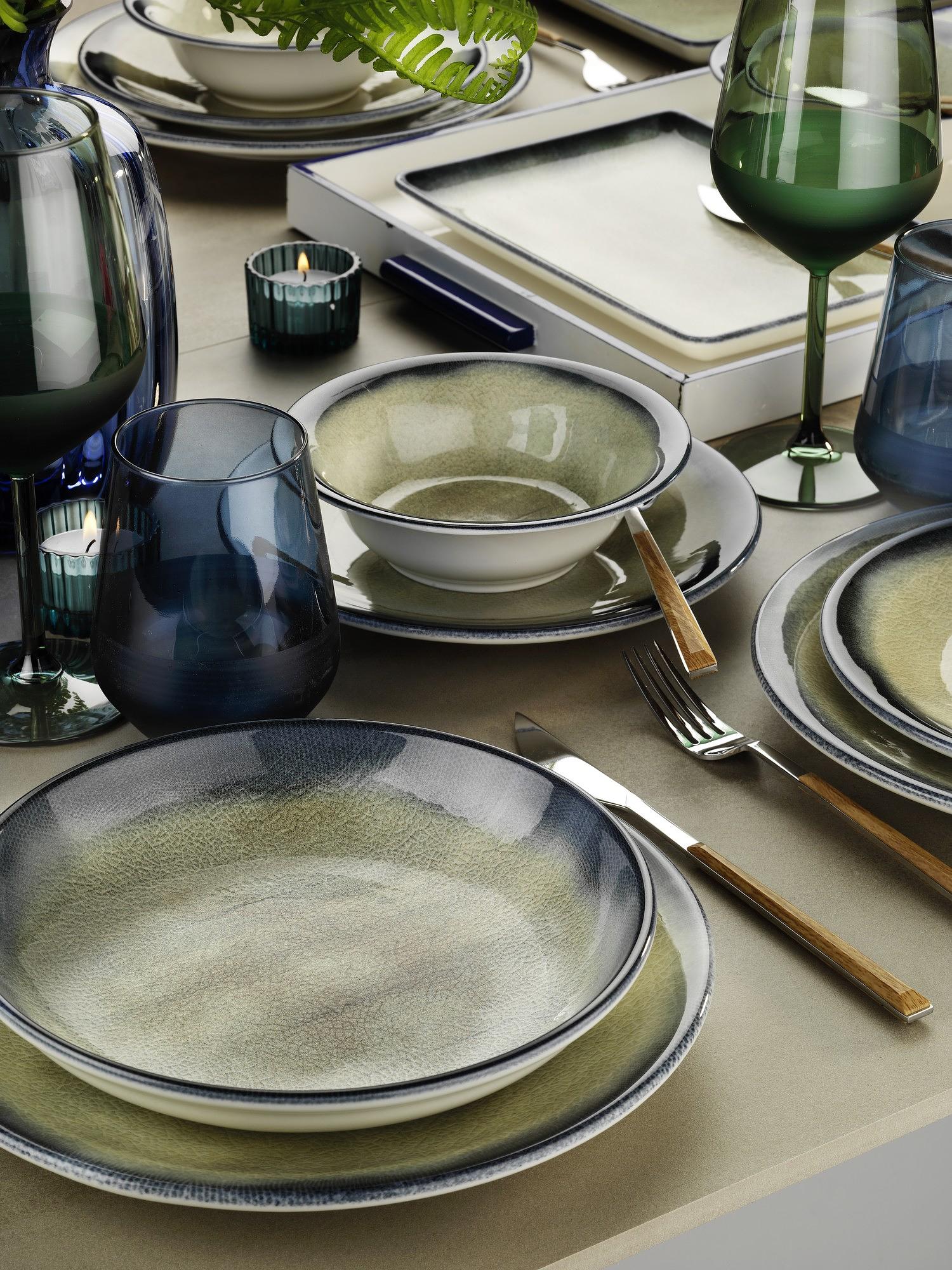 Tableware set 26-pc. Porcelain Blue Brown 1