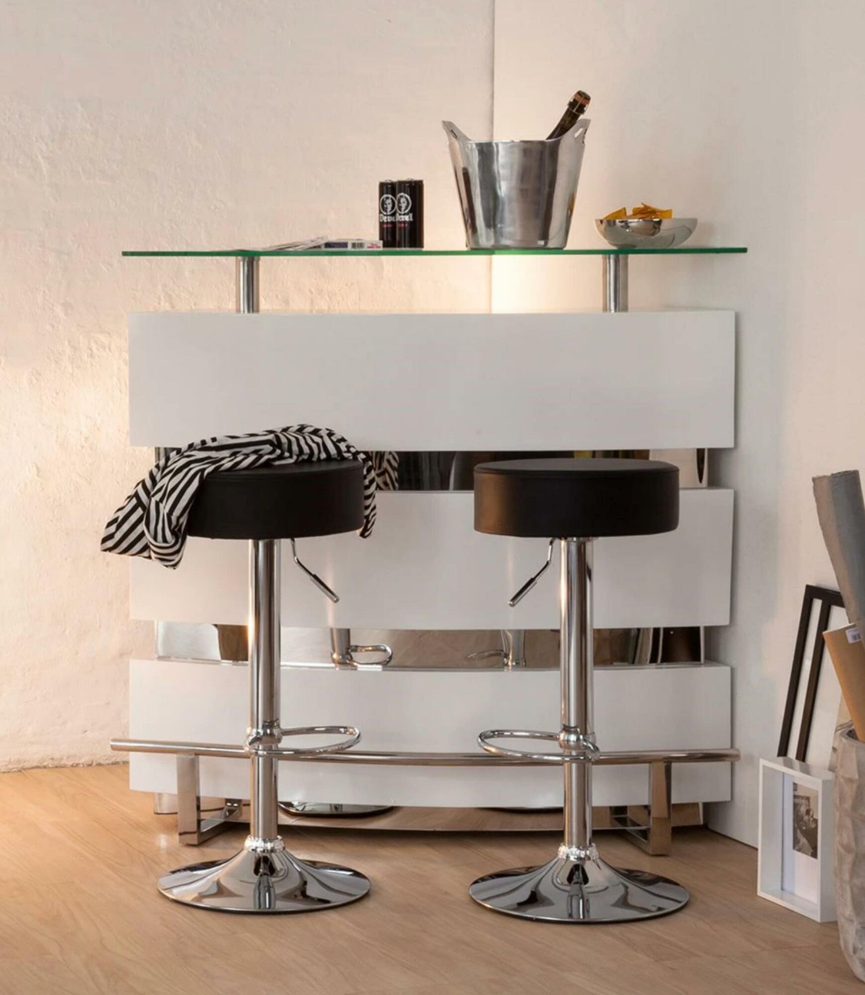 Bar stool Vincent Faux leather Black / Chrome 3