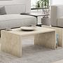 Memo Couchtisch Holz Travertine 0