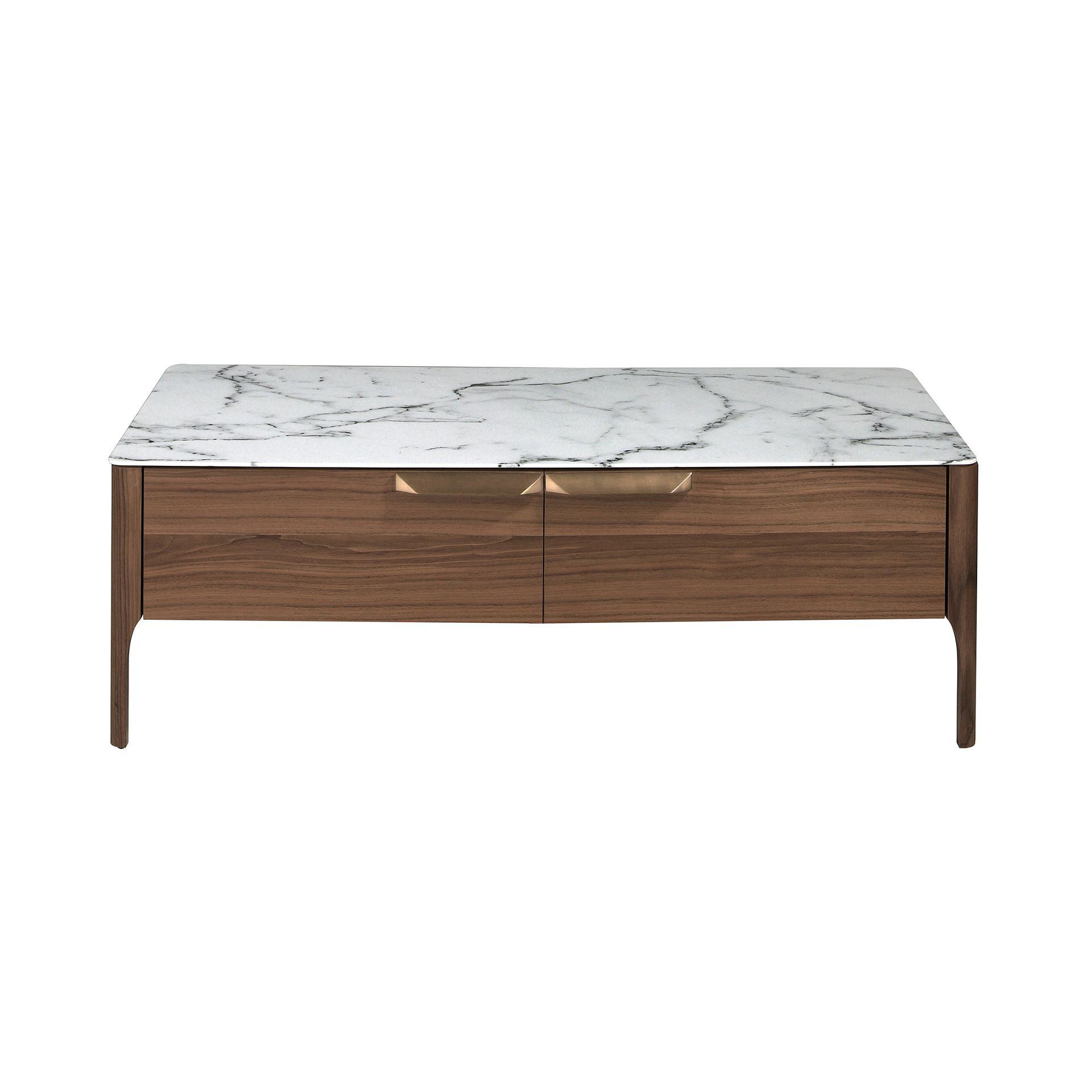 Rectangular coffee table Walnut wood Marble look 1
