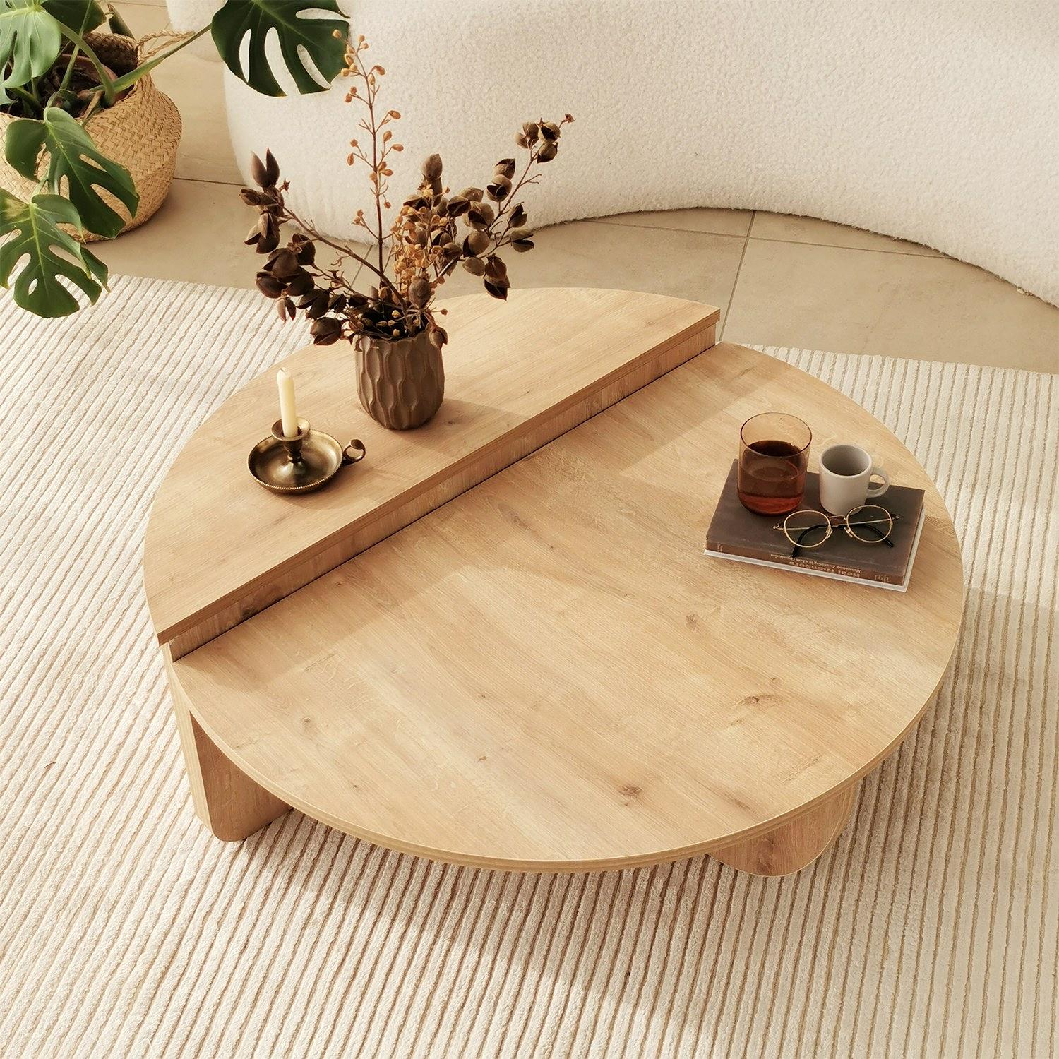 Podium coffee table oak brown 5