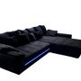 Sofa Récamiere Rechts LED-Funktion Baumwolle Schwarz 2