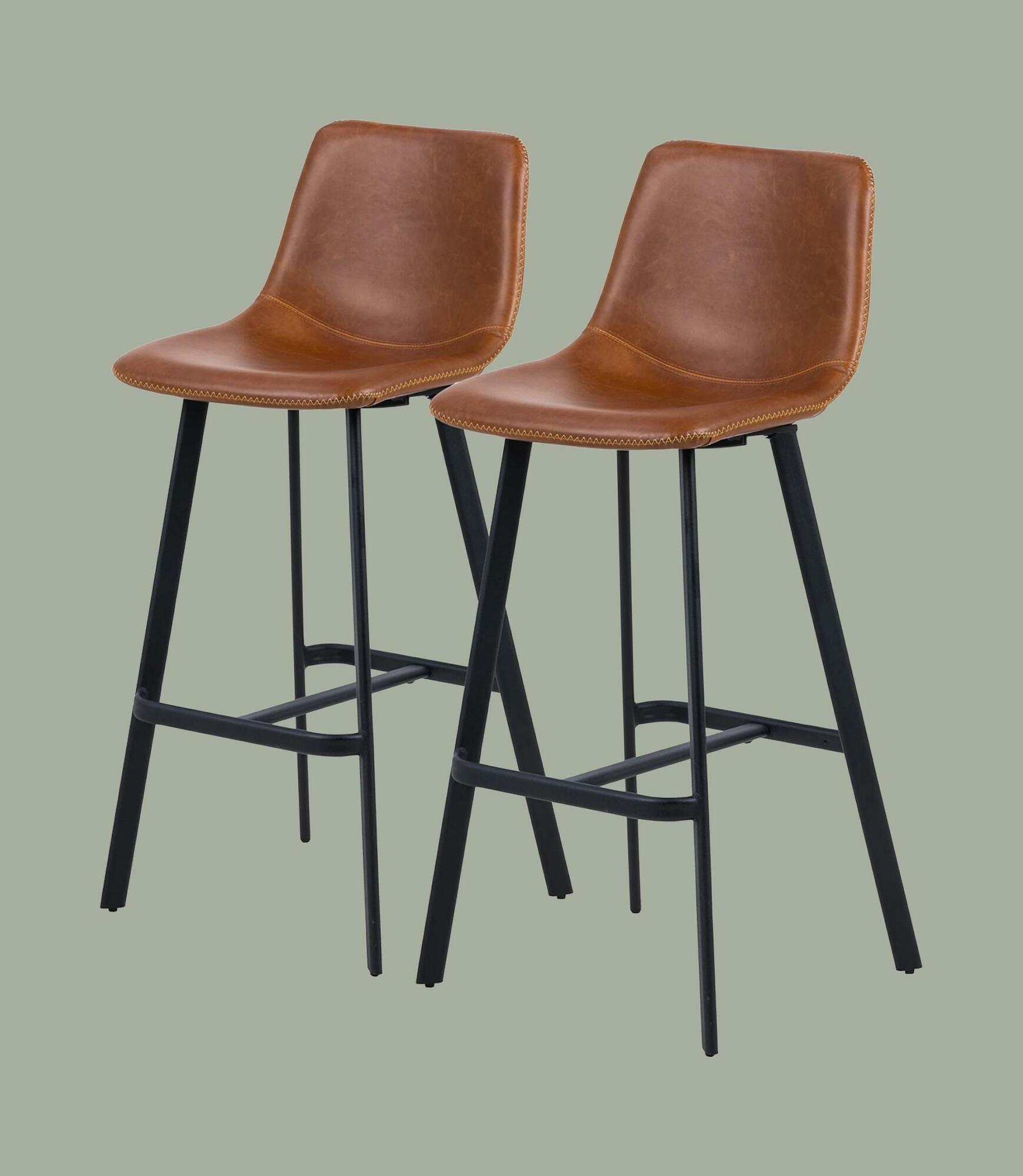 2x Barstuhl Veganes Leder Cognac 0
