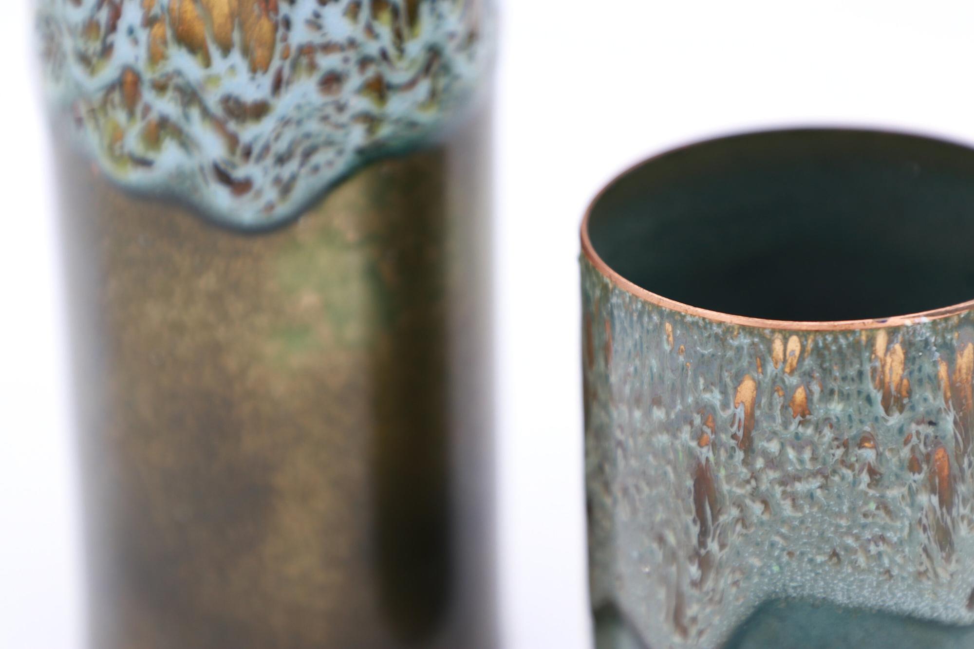 2x Vintage Vase Metall 1960er Jahre 4