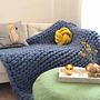 Cosima Chunky Knit Wolldecke Merinowolle Rauchblau 2