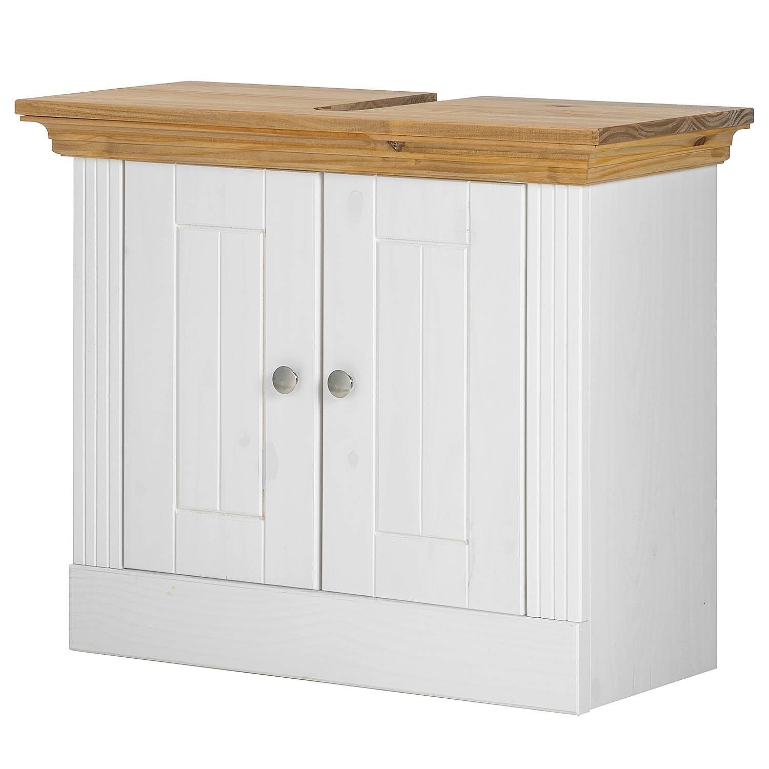 Waschbeckenunterschrank Lyngby Massivholz Weiß 1
