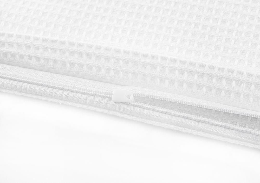 Kissen und Decken Set aus Waffelpiqué 100% Baumwolle Weiß  3