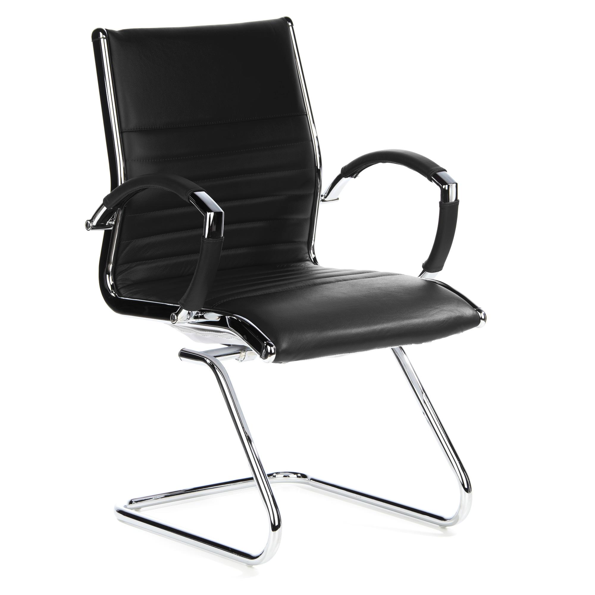 PARMA V chair cantilevered leather black 1