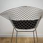Bertoia Diamond Chair Silver with black cushion 3