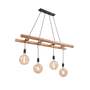4-flammige Pendelleuchte Holz Eisen Braun 1