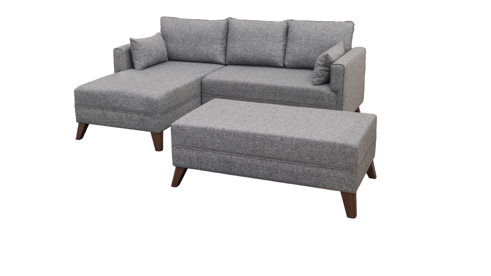 Schlafsofa Récamiere Links &amp; Hocker Grau 6