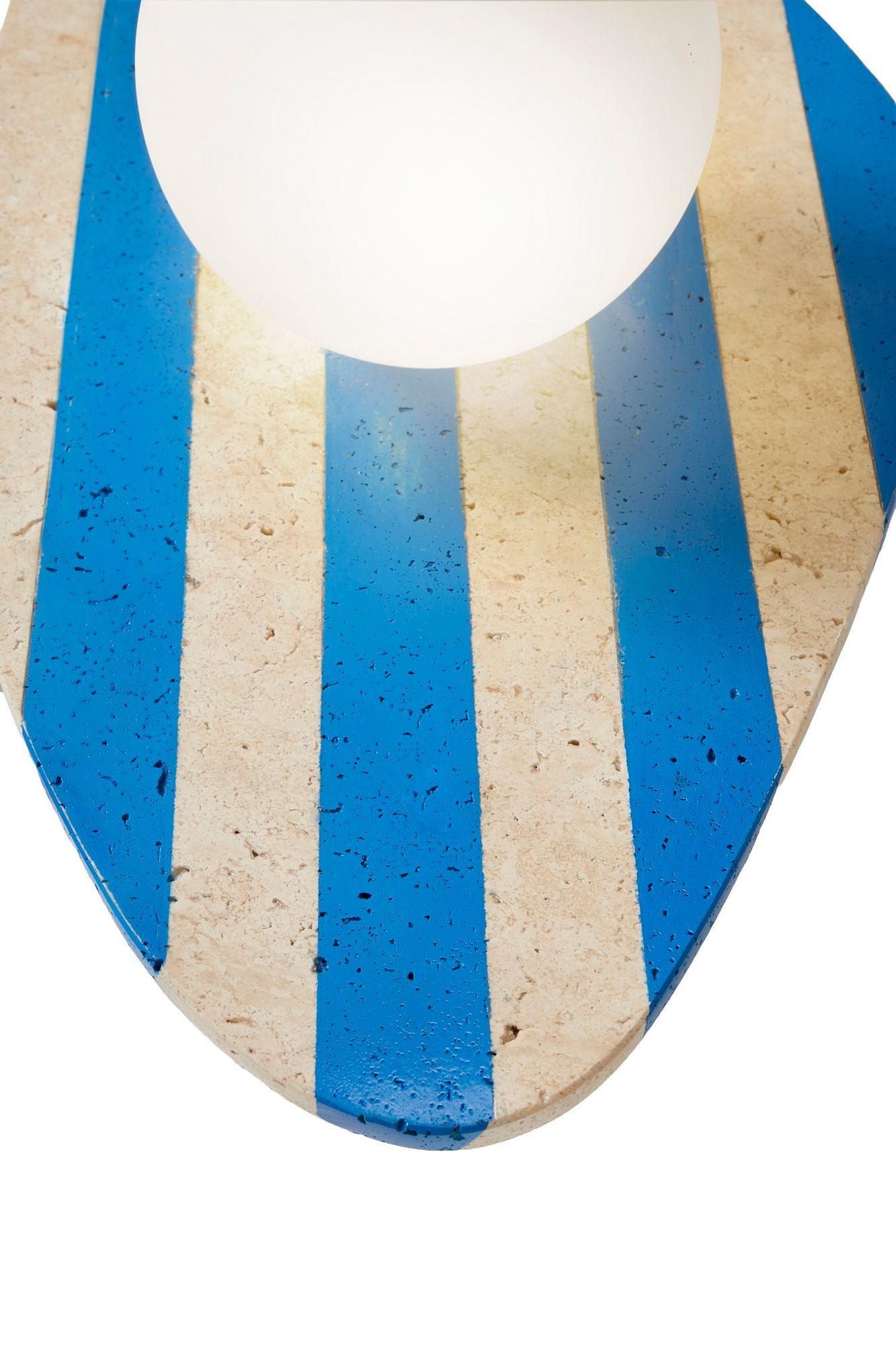 Simple Wandleuchte Travertin Blau 6