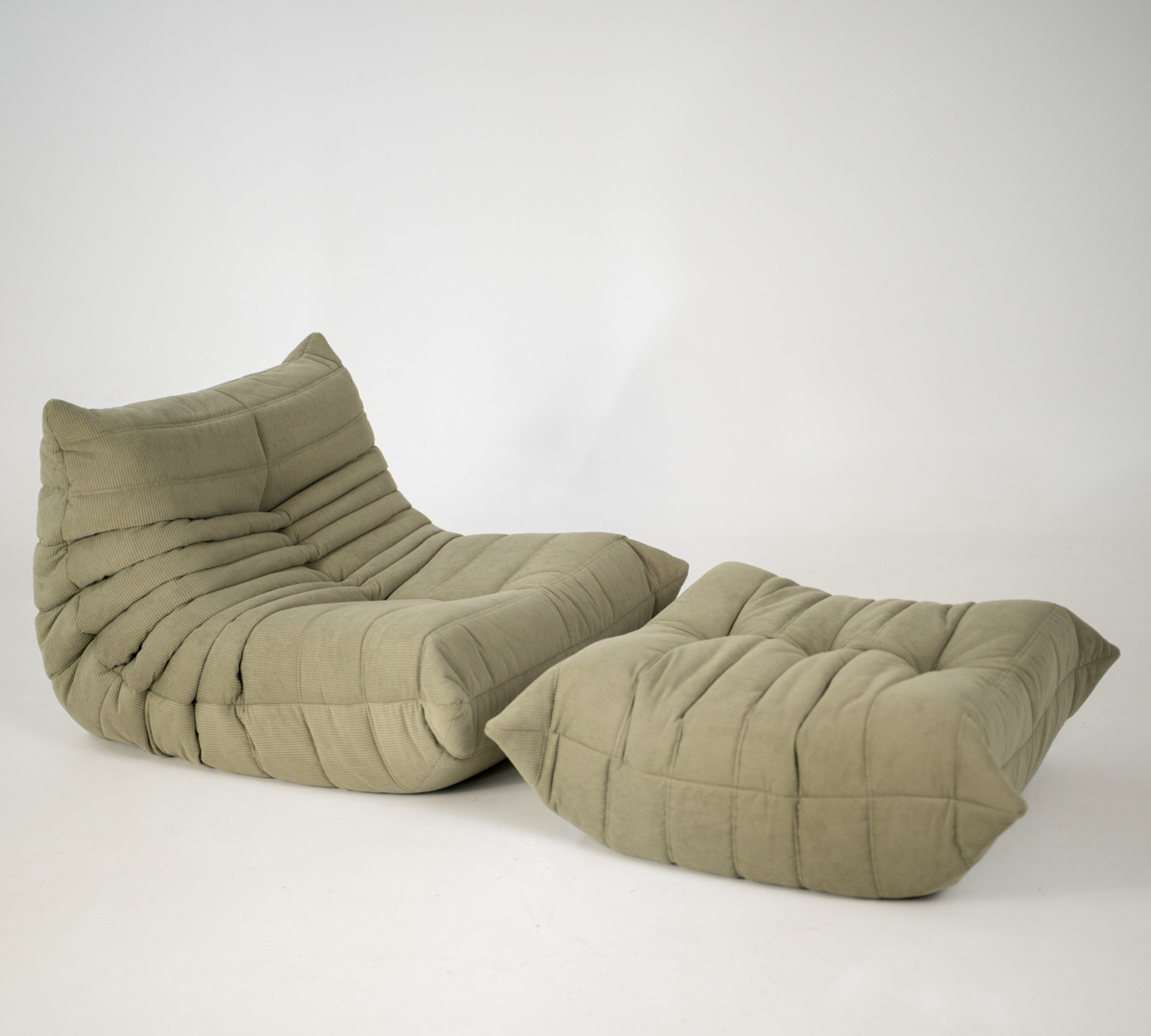 Togo Sessel und Ottoman Set Cord Salbeigrün 1