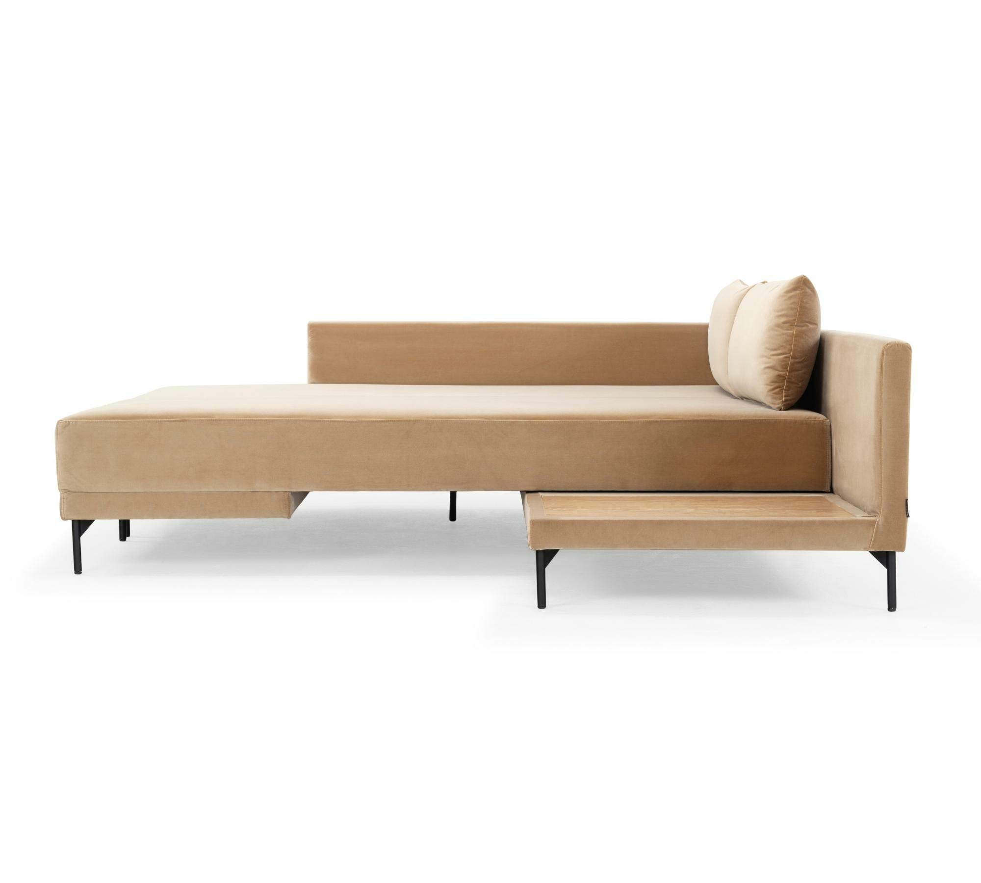 Vivica Schlafsofa Récamiere Links Velours Matt Beige 2