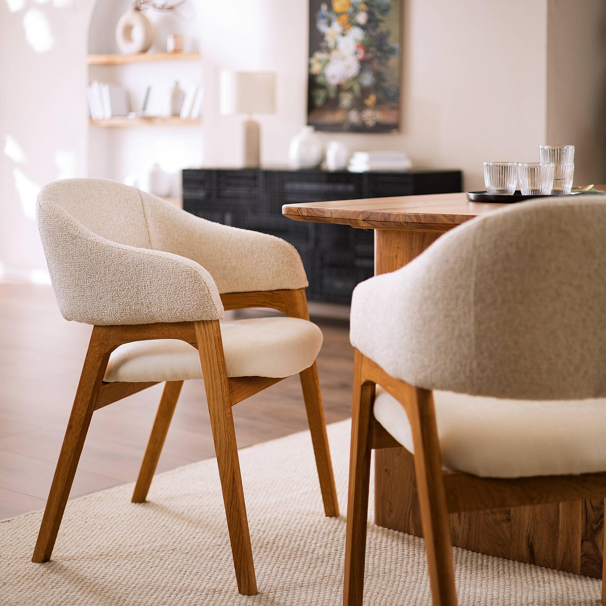 Seuter Armlehnenstuhl Microfaser Massivholz Eiche Creme 2