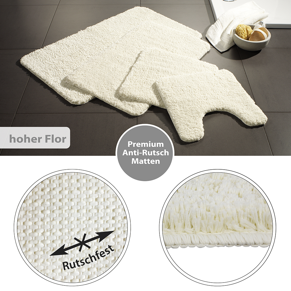 Flauschige Hochflor Badematte Creme Öko-Tex Standard 100 2