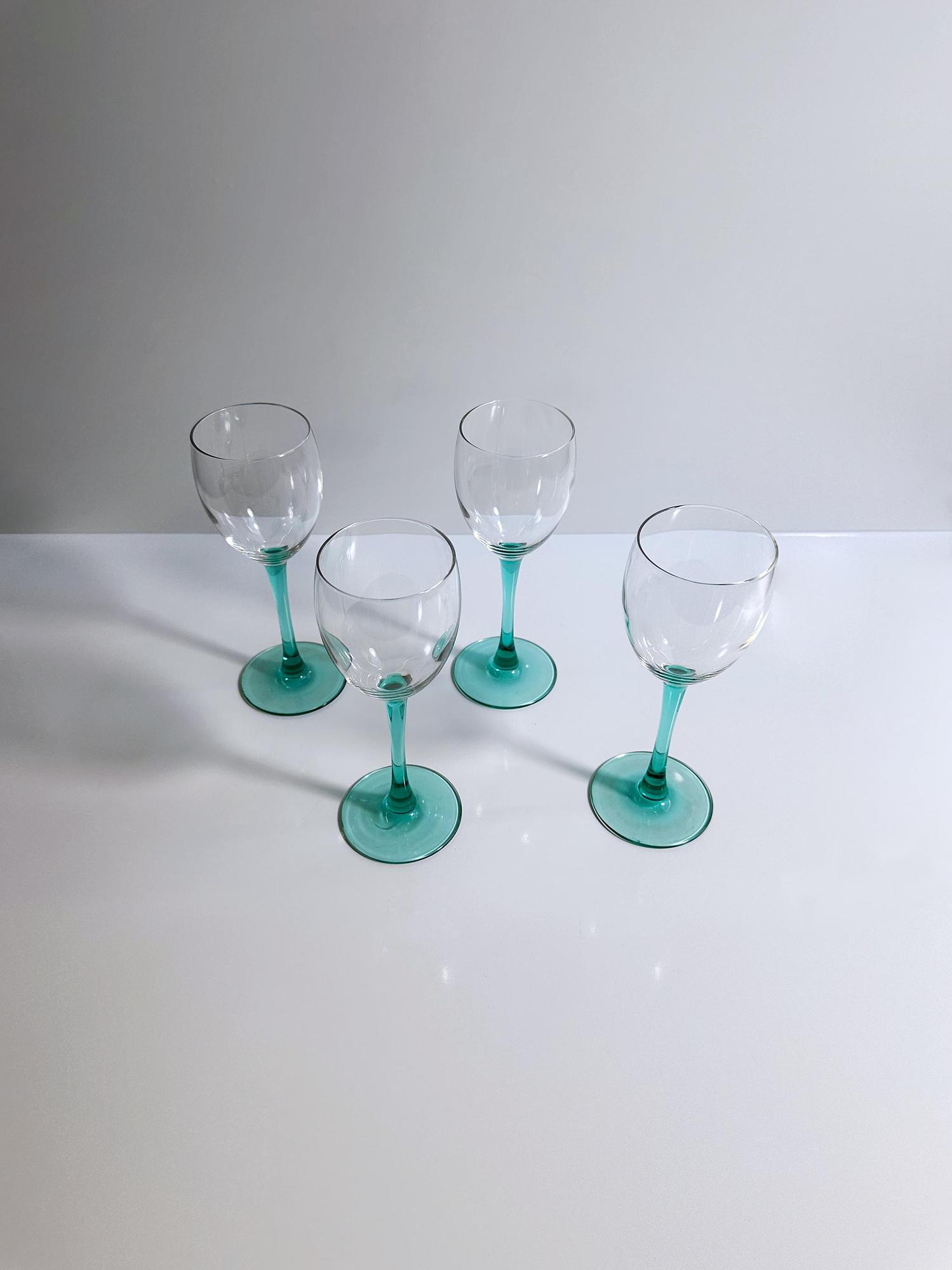 4x Vintage Weinglas Frankreich 1980er Jahre 1