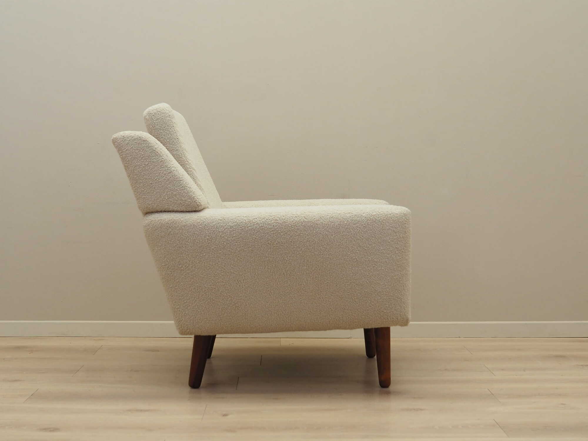 Armchair Textile Wood Cream 1970s 9