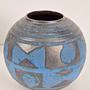 Set Vintage Vase Keramik Blau  3