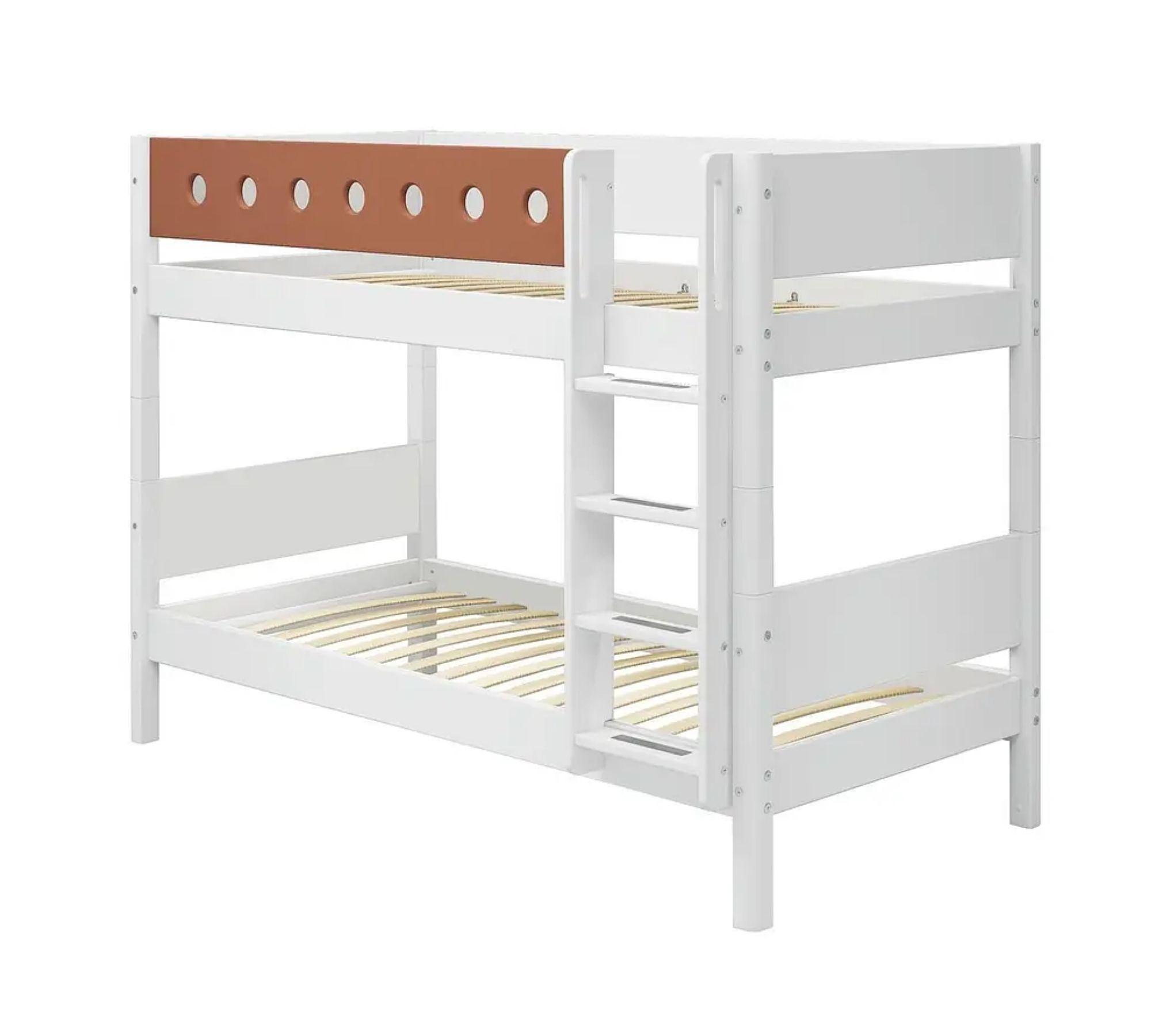 Etagenbett mit Gerader Leiter Holz Weiß 5