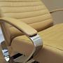 Sessel mit Hocker Leder Hellbraun 1970er Jahre 13