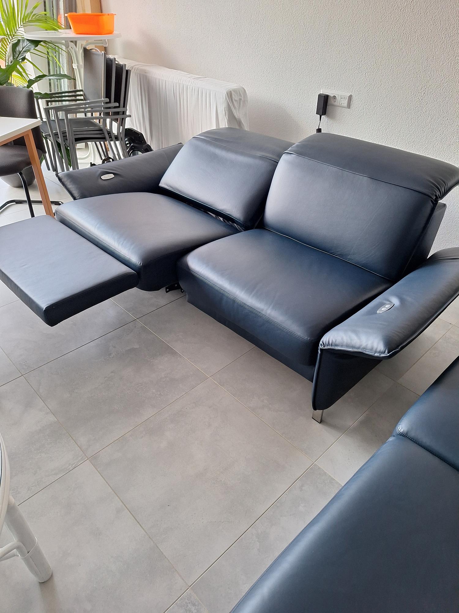 2x Sofa 2,5-Sitzer Leder Dunkelblau 2