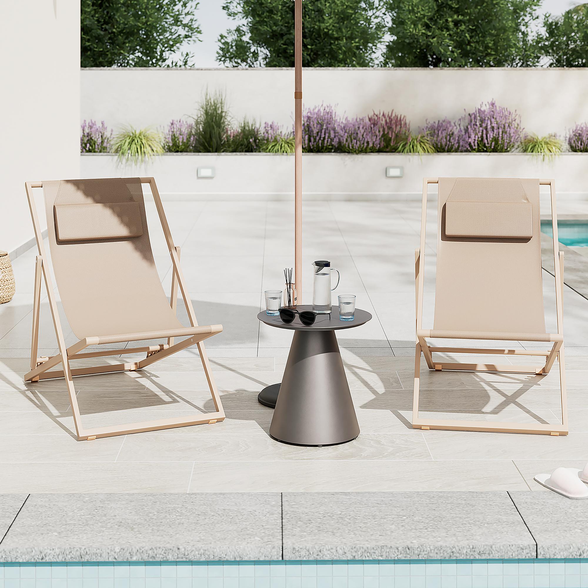 Deck Chair Nivi Set of 2 Beige 1